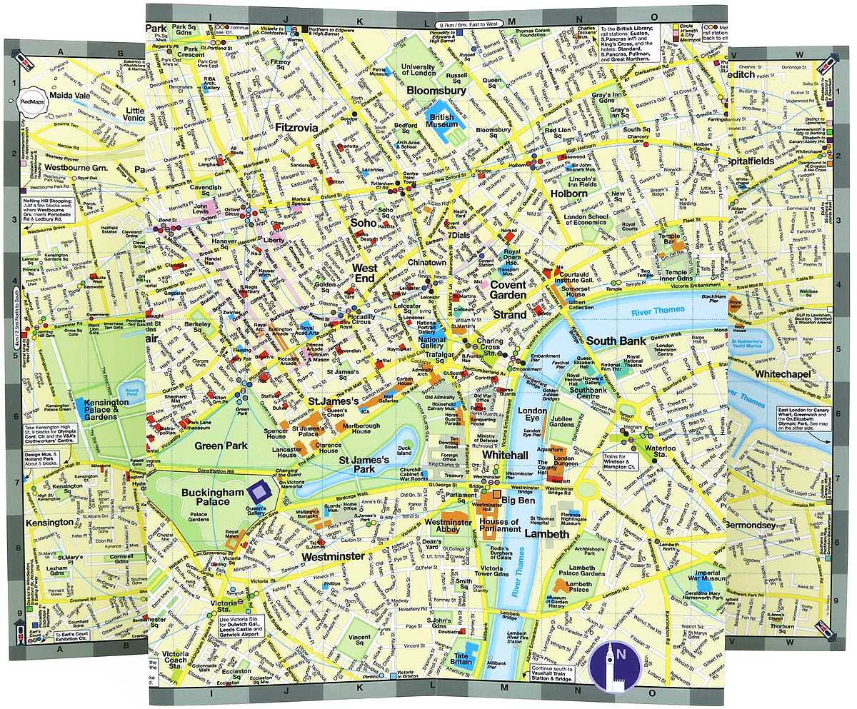 London City Center Street Map by Red Maps - Map Detail