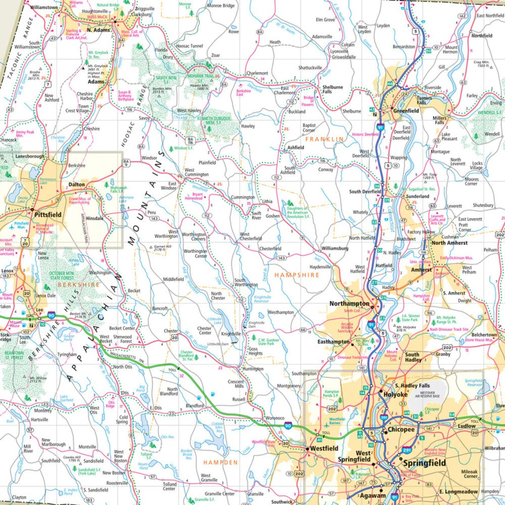 Massachusetts State Highway Folded Map by Rand McNally (Easy to Read) - Map Detail