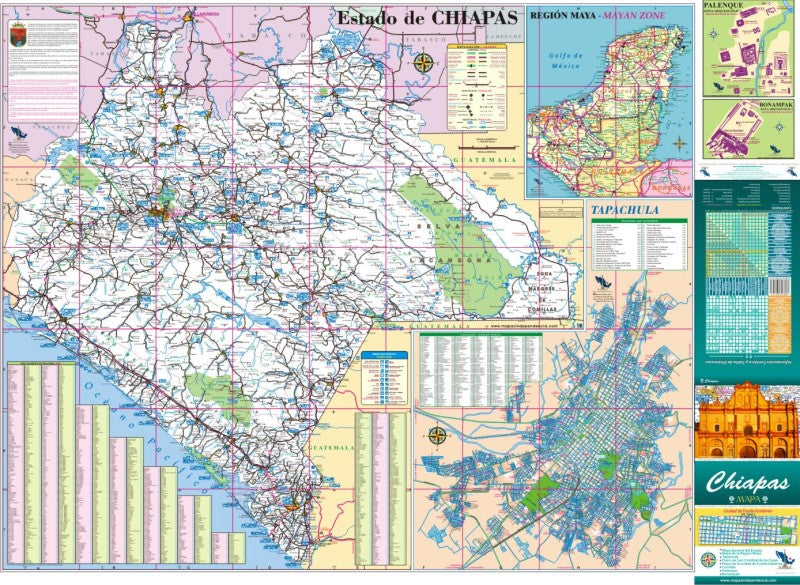 Chiapas, Mexico State Road Map - Regional Map