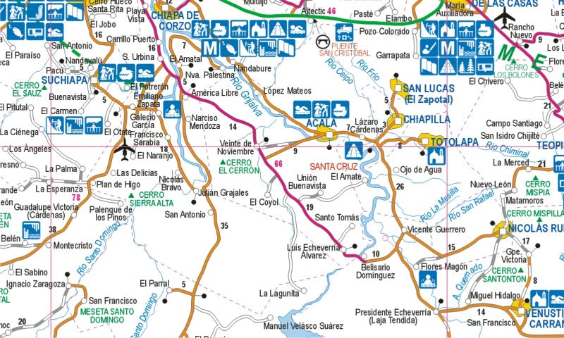 Chiapas, Mexico State Road Map - State Map Detail