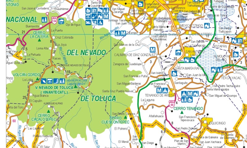 Estado de Mexico, Mexico State Road Map - State Map Detail