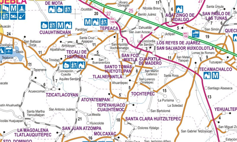 Puebla, Mexico State Road Map - Map Detail