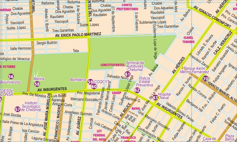 Quintana Roo, Mexico State Road Map - Map Detail