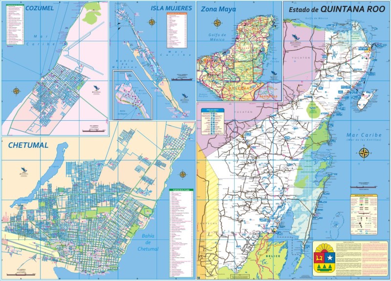 Quintana Roo, Mexico State Road Map - State Map