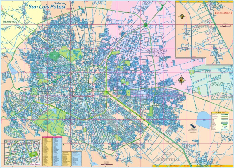San Luis Potosi, Mexico State Road Map - City Map