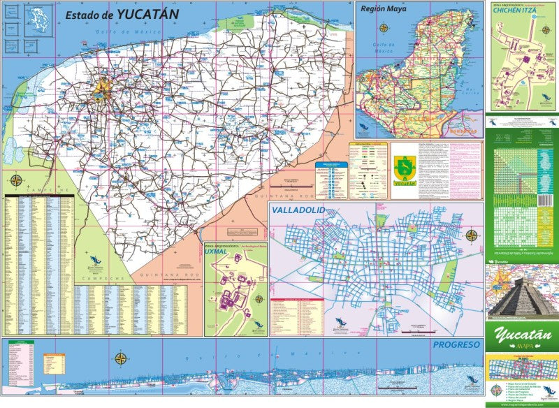 Yucatan, Mexico State Road Map - State Map