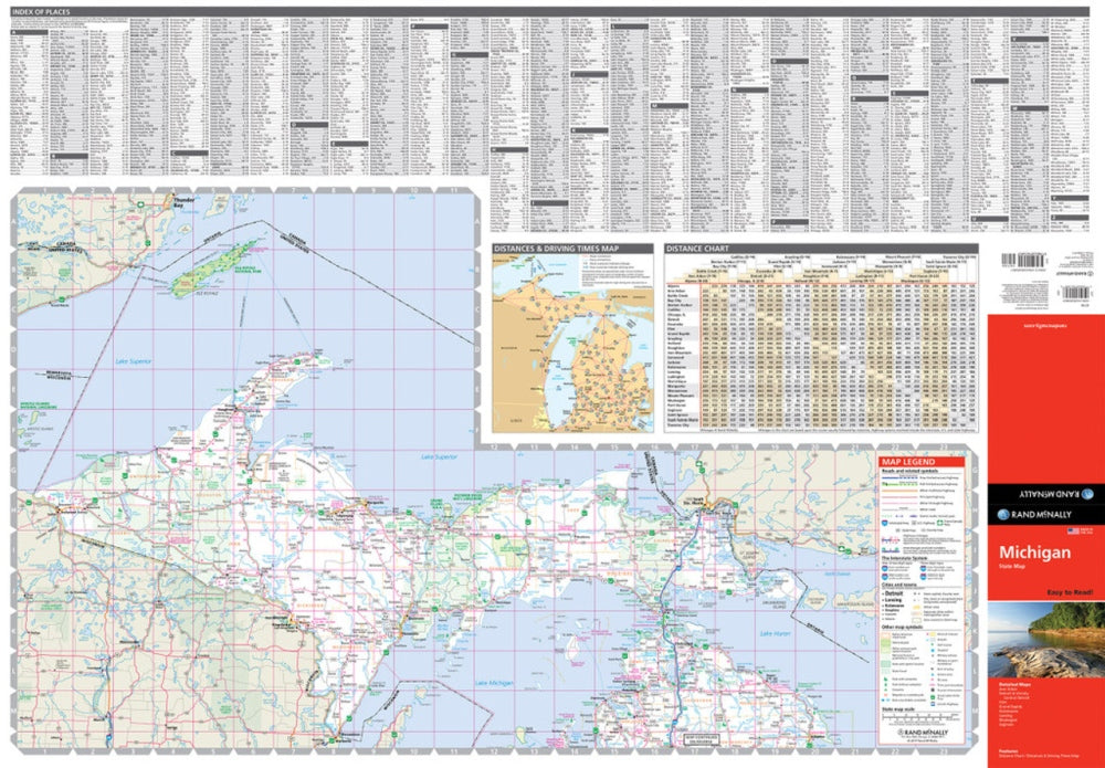 Michigan State Highway Folded Map by Rand McNally (Easy to Read) - West Map