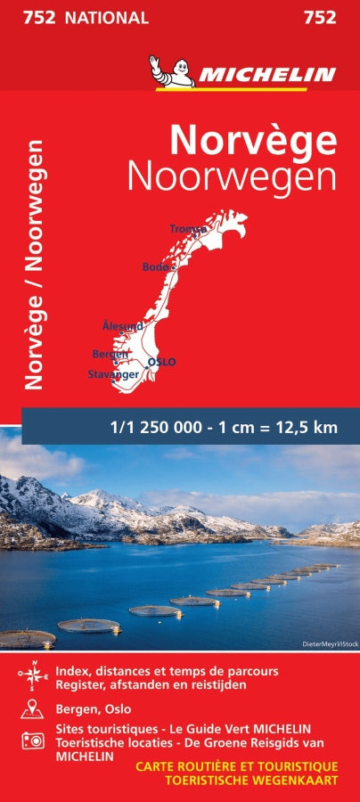 Norway Road & Tourist Guide Map by Michelin #752 - Cover