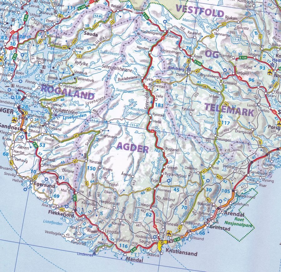 Norway Road & Tourist Guide Map by Michelin #752 - Map Detail