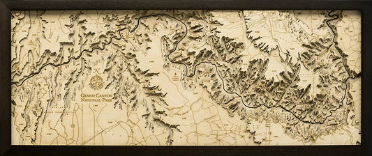 Grand Canyon National Park 3D Wood Chart - Dark Frame