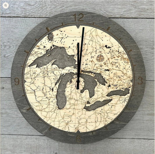 Great Lakes 3D Wood Chart Clock
