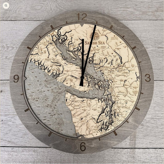 Salish Sea 3D Wood Chart Clock
