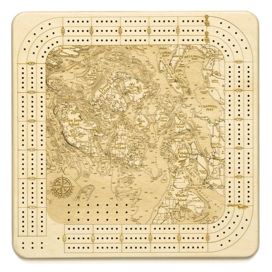San Juan Islands Wooden Cribbage Board