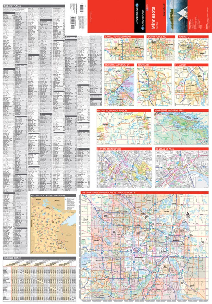 Minnesota State Highway Folded Map by Rand McNally (Easy to Read) - Insets