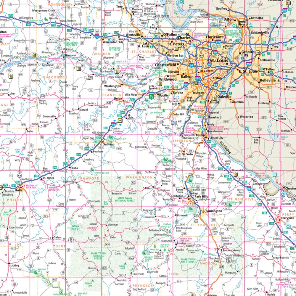 Missouri State Highway Folded Map by Rand McNally (Easy to Read) - Map Detail
