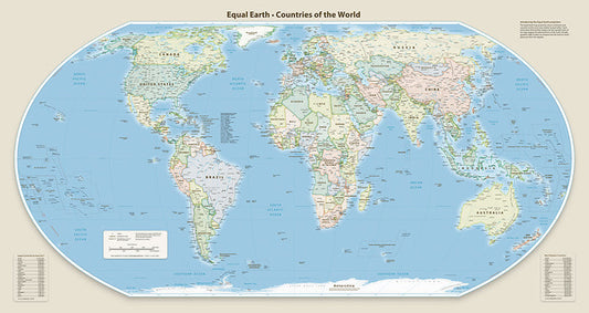Equal Earth World Wall Map by Tom Patterson