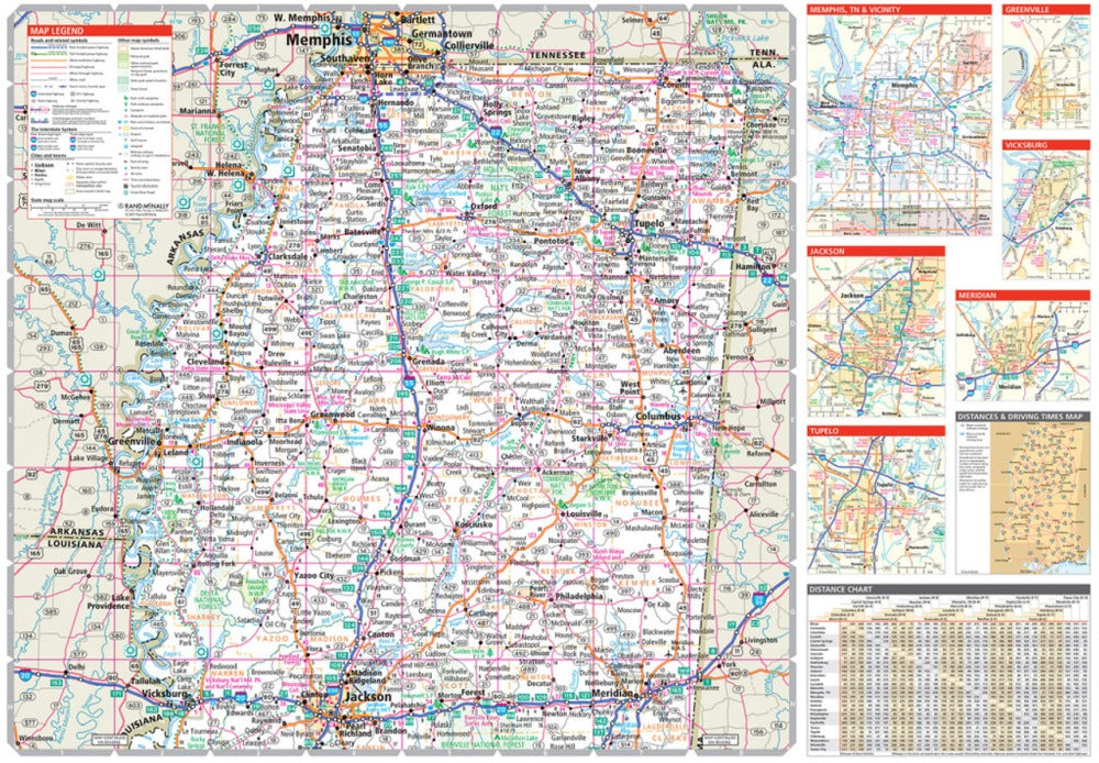 Mississippi State Highway Folded Map by Rand McNally (Easy to Read) - North Map