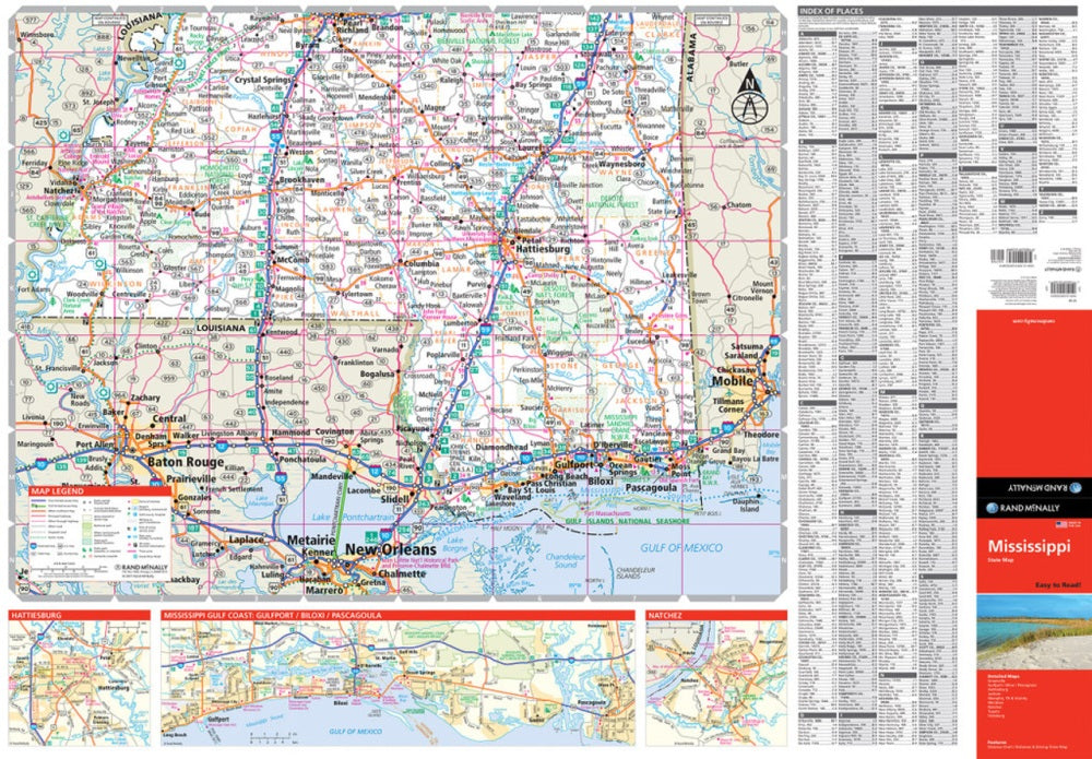 Mississippi State Highway Folded Map by Rand McNally (Easy to Read) - South Map