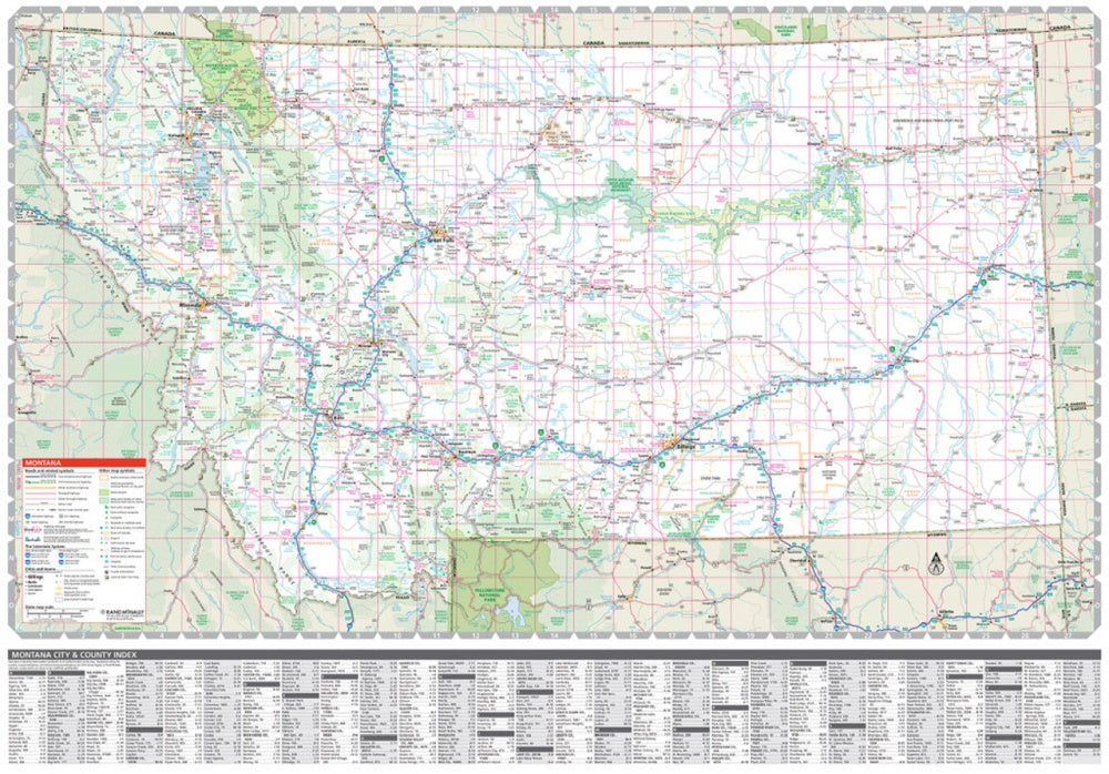 Montana & Wyoming State Highway Folded Map by Rand McNally (Easy to Read) - Montana Map