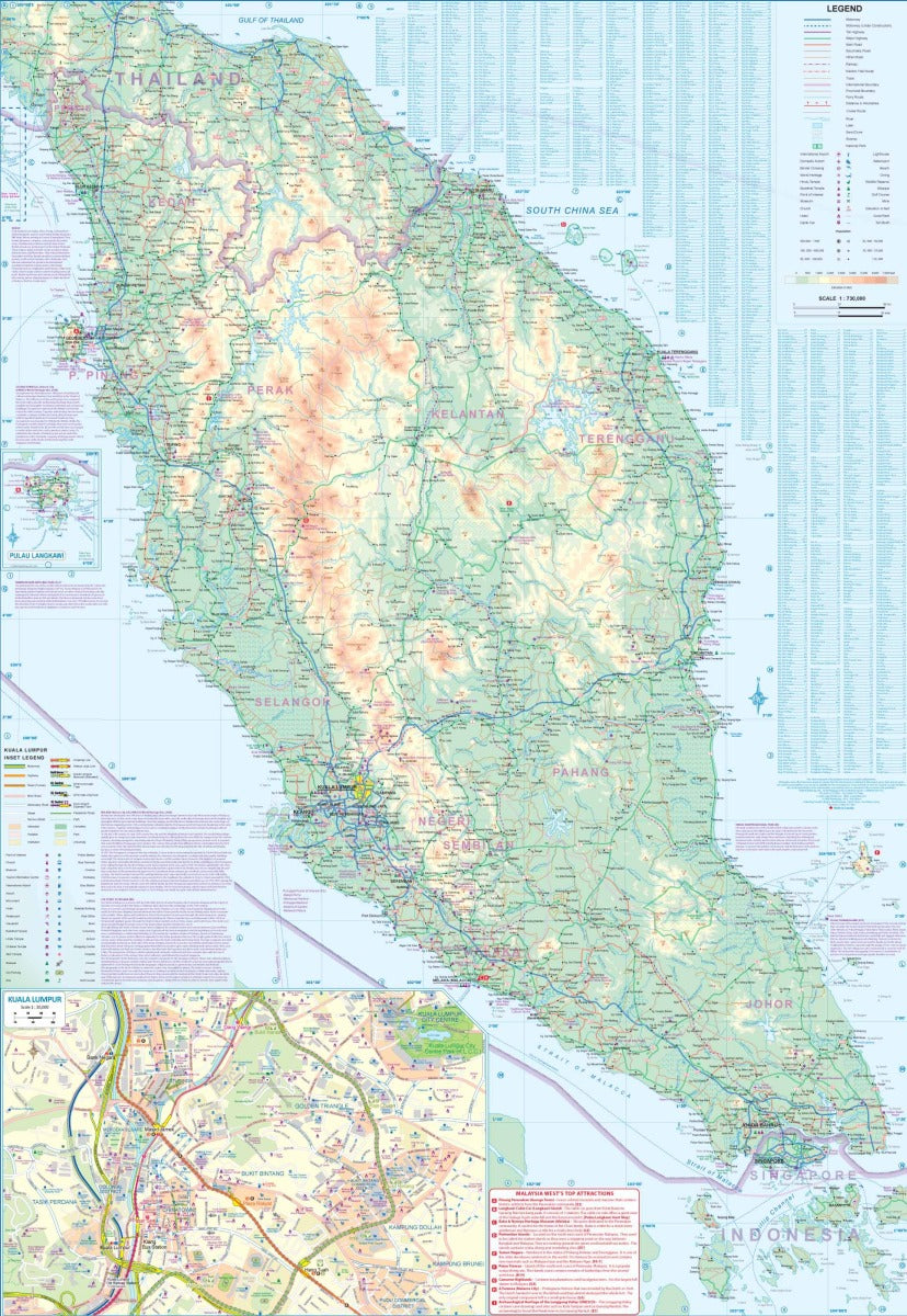 Malaysia Travel & Reference Map by ITMB - Malay Peninsula Map Detail