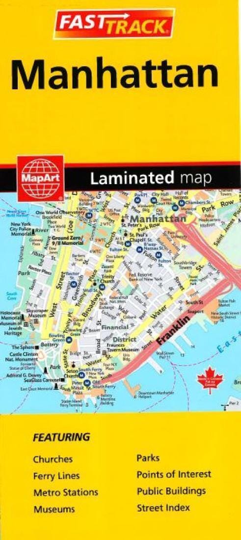 Manhattan Laminated FastTrack Road Map by MapArt - Cover