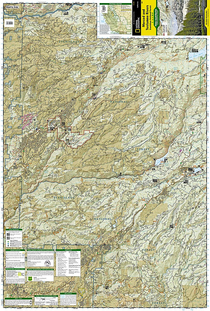 Merced & Tuolumne Rivers Trails Illustrated Topographic Map #808 - Map Detail