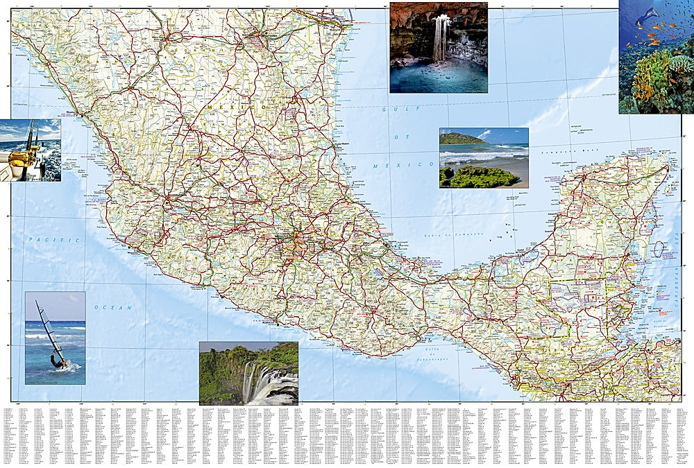 Mexico Adventure Travel Map by National Geographic - Map Detail, South