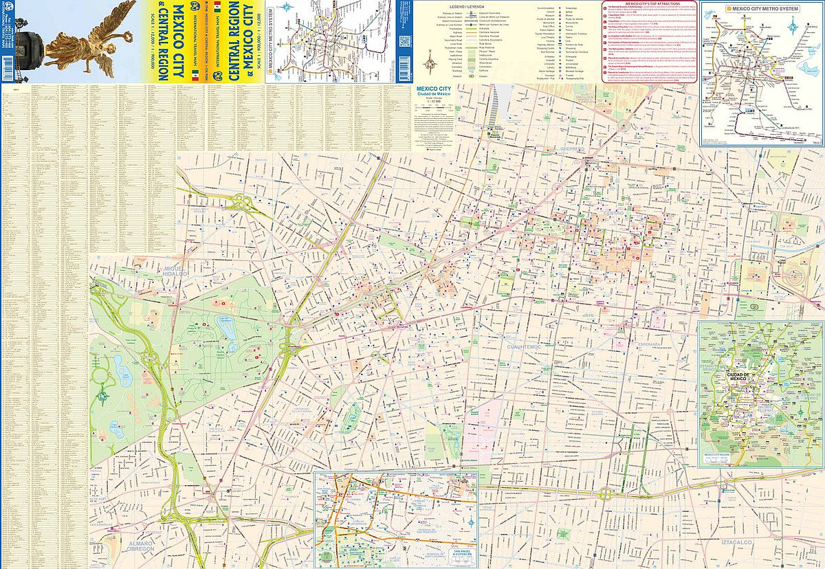 Mexico City & Central Mexico Region Travel & Reference Map by ITMB - City Map
