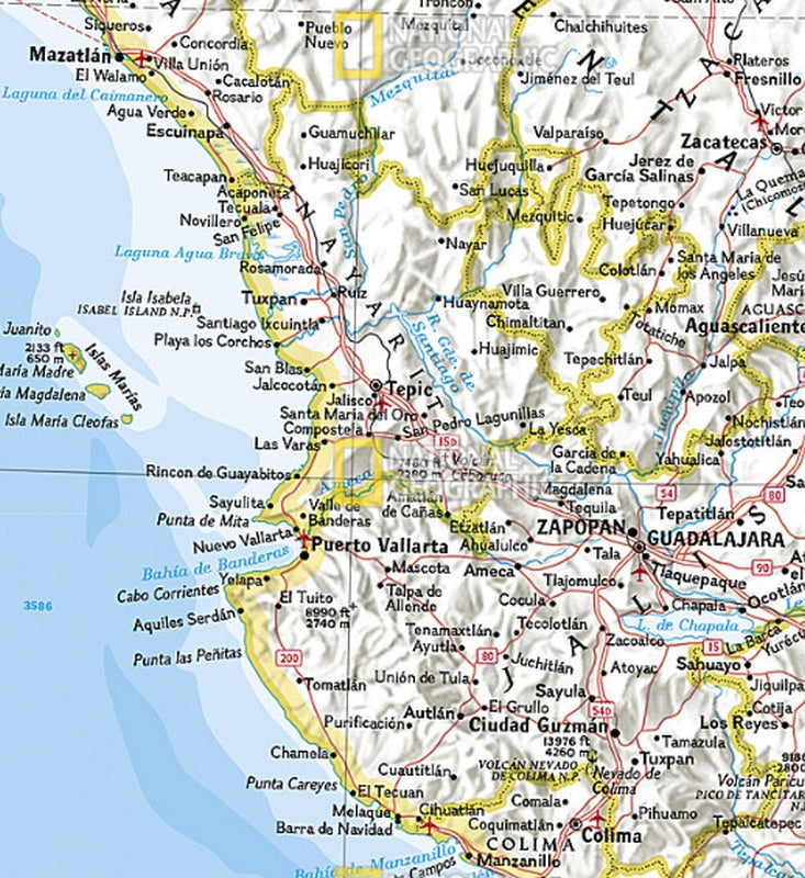 Mexico Wall Map by National Geographic - Map Detail