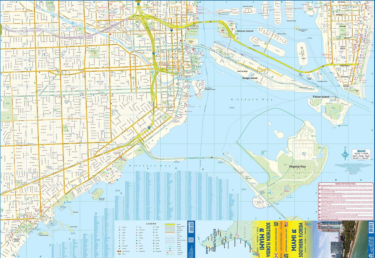 Miami & Southern Florida Travel & Reference Map by ITMB - Miami Map
