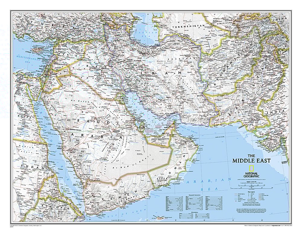 Middle East Wall Map by National Geographic
