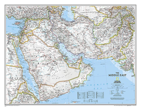 Middle East Wall Map by National Geographic – Metsker Maps