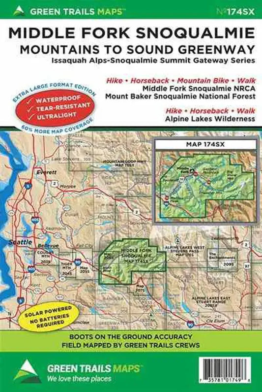 Middle Fork Snoqualmie, WA - Green Trails Map #174SX