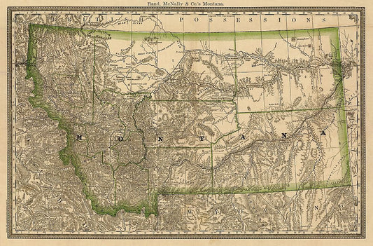Antique Map of Montana 1881