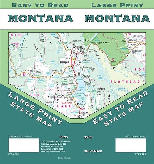 Montana Large Print Road Map