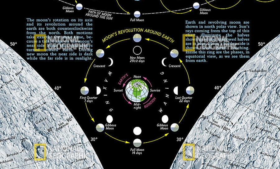 Earth Map Reverse Moon Earth's Moon Wall Map by National Geographic – Metsker Maps