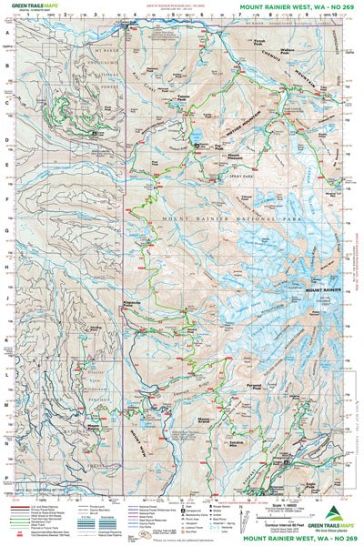 Mount Rainier West, WA - Green Trails Map #269