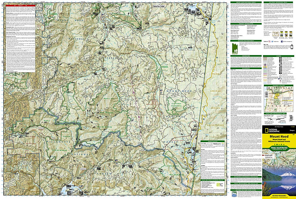Mt. Hood Trails Illustrated Topographic Map #820 - Map Detail (South)