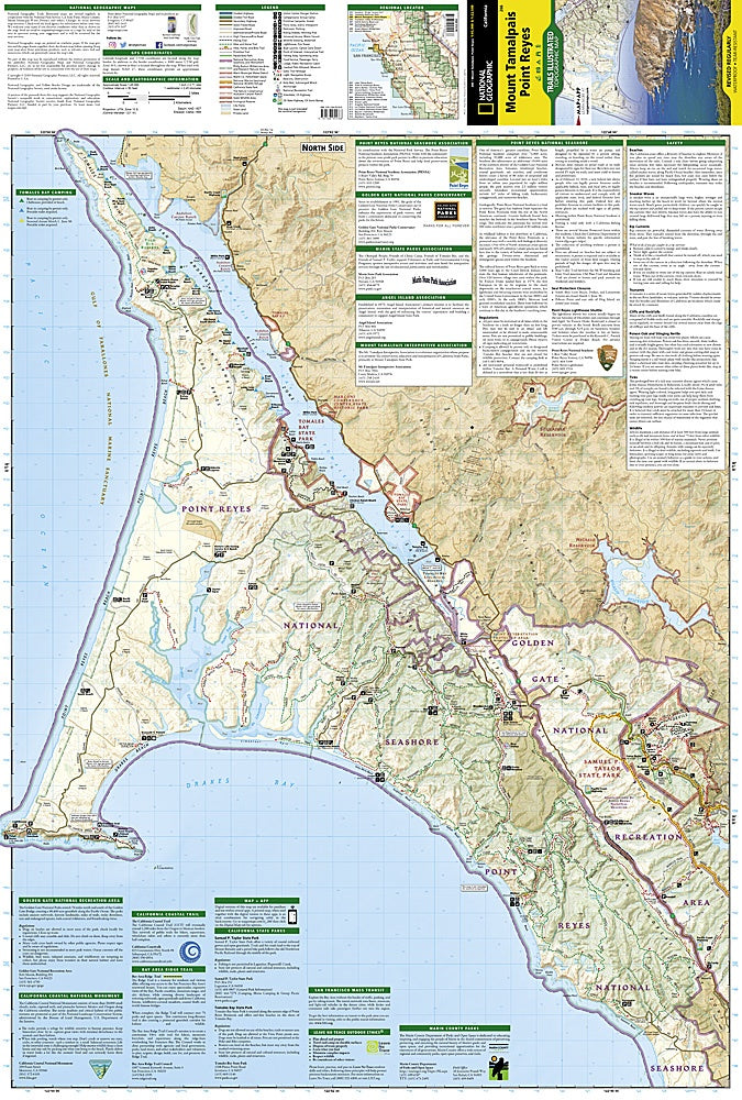 Mount Tamalpais & Point Reyes Trails Illustrated Topographic Map #266 - Map Detail (North)