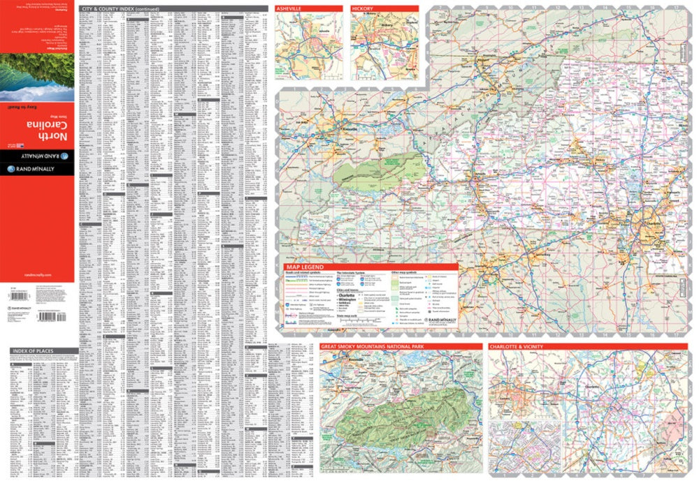 North Carolina State Highway Folded Map by Rand McNally (Easy to Read) - West Map