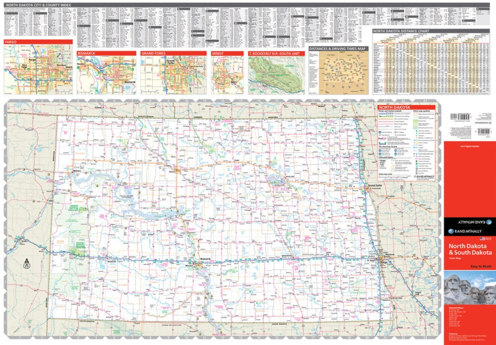 North Dakota & South Dakota State Highway Folded Map by Rand McNally (Easy to Read) - North Dakota Map