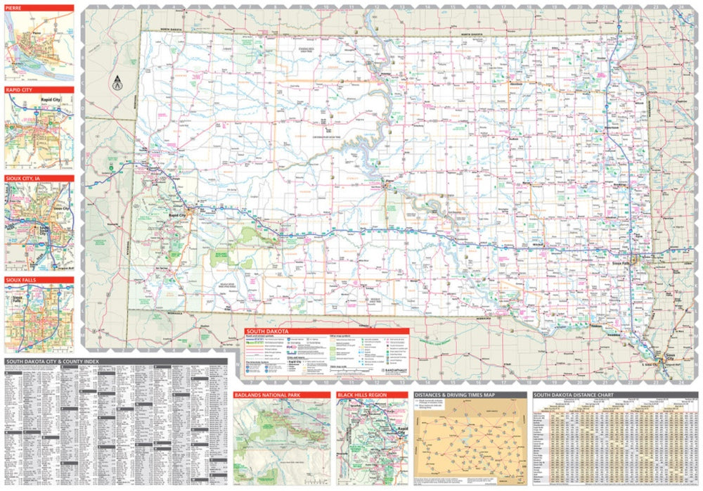 North Dakota & South Dakota State Highway Folded Map by Rand McNally (Easy to Read) - South Dakota Map