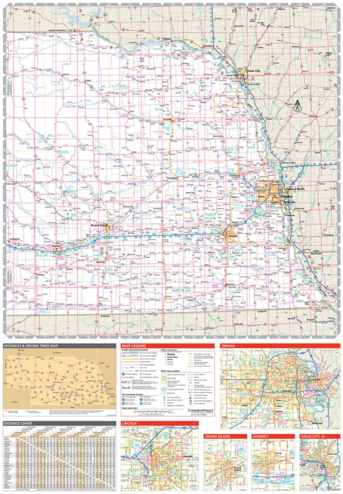 Nebraska State Highway Folded Map by Rand McNally (Easy to Read) - East Map