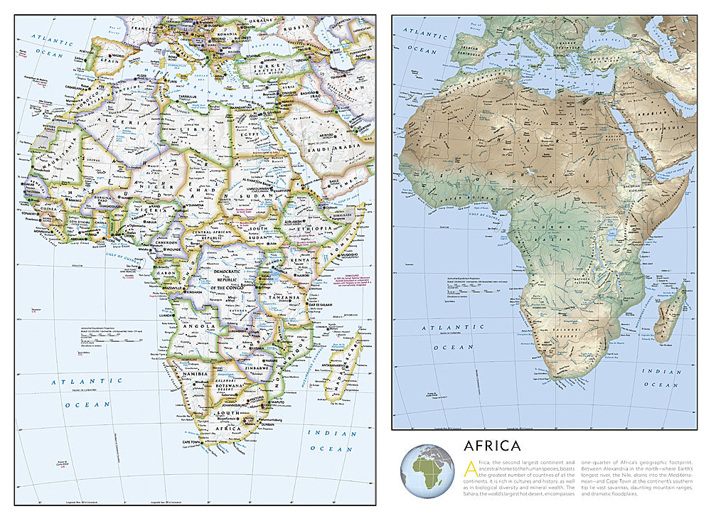 Africa Folded Reference Map with Flags & Facts by National Geographic - Map Image
