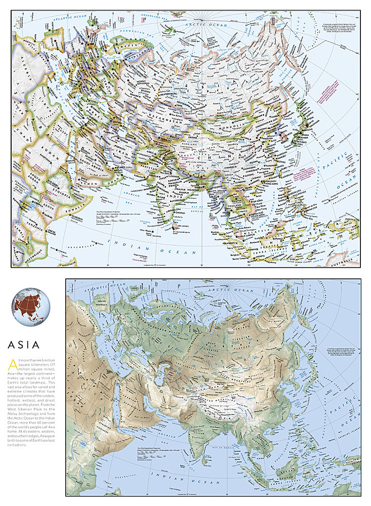 Asia Folded Reference Map with Flags & Facts by National Geographic ...