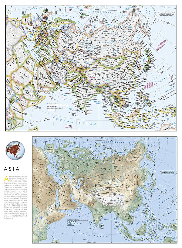 Asia Folded Reference Map with Flags & Facts by National Geographic ...