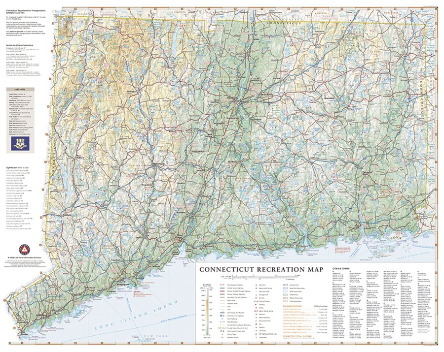 Connecticut Recreation Folded Map by Benchmark Maps - Map