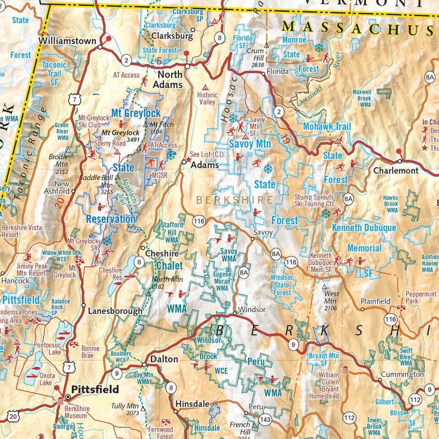 Massachusetts Recreation Folded Map by Benchmark Maps - Map Detail