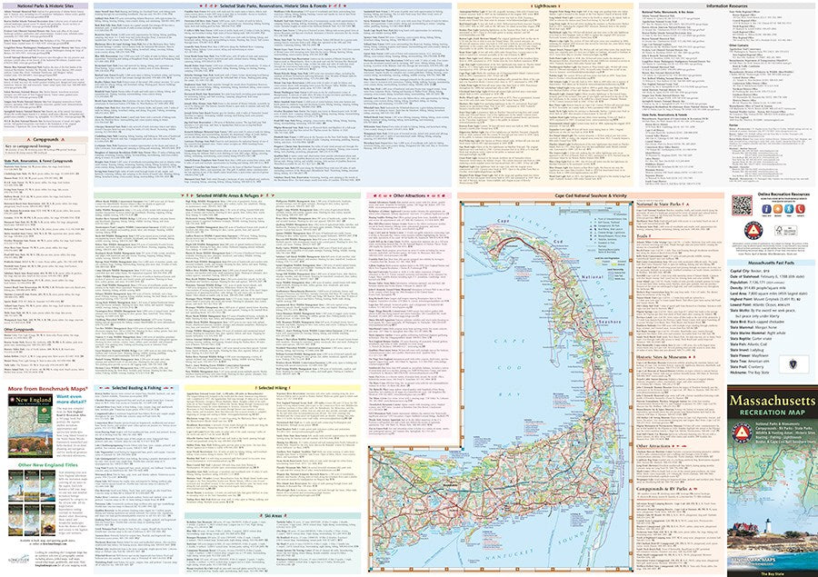 Massachusetts Recreation Folded Map by Benchmark Maps - Backside Information