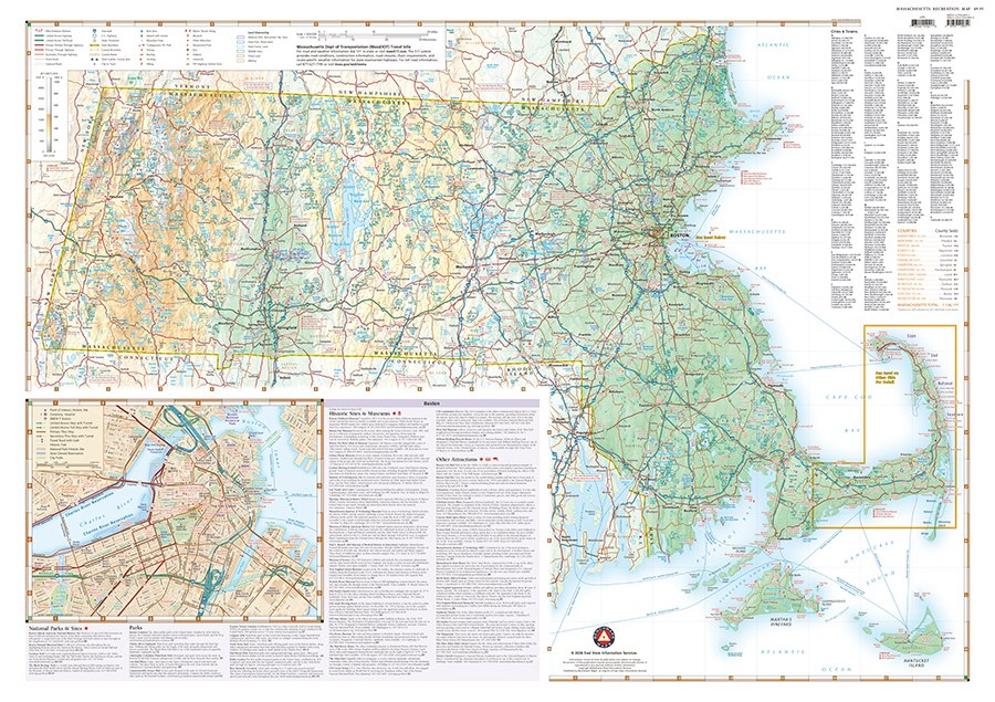 Massachusetts Recreation Folded Map by Benchmark Maps - Map